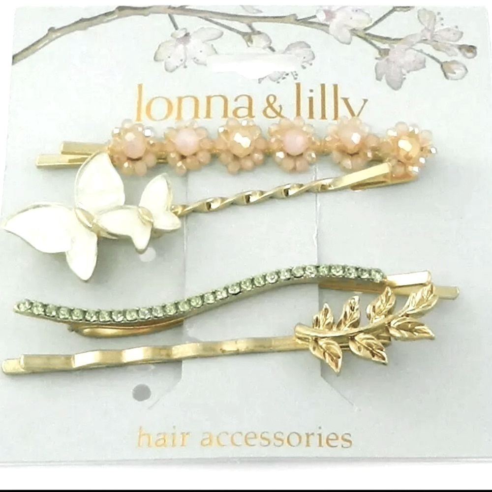 Lonna and Lilly Gold Tone Butterfly Bobby Pin Set